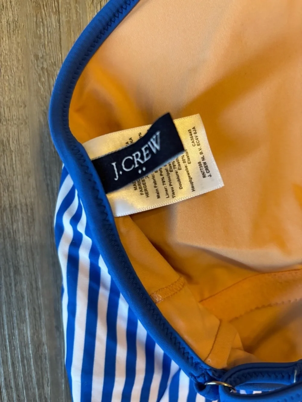 J. Crew NWOT Blue and White Striped Cross Back Swim One-Piece